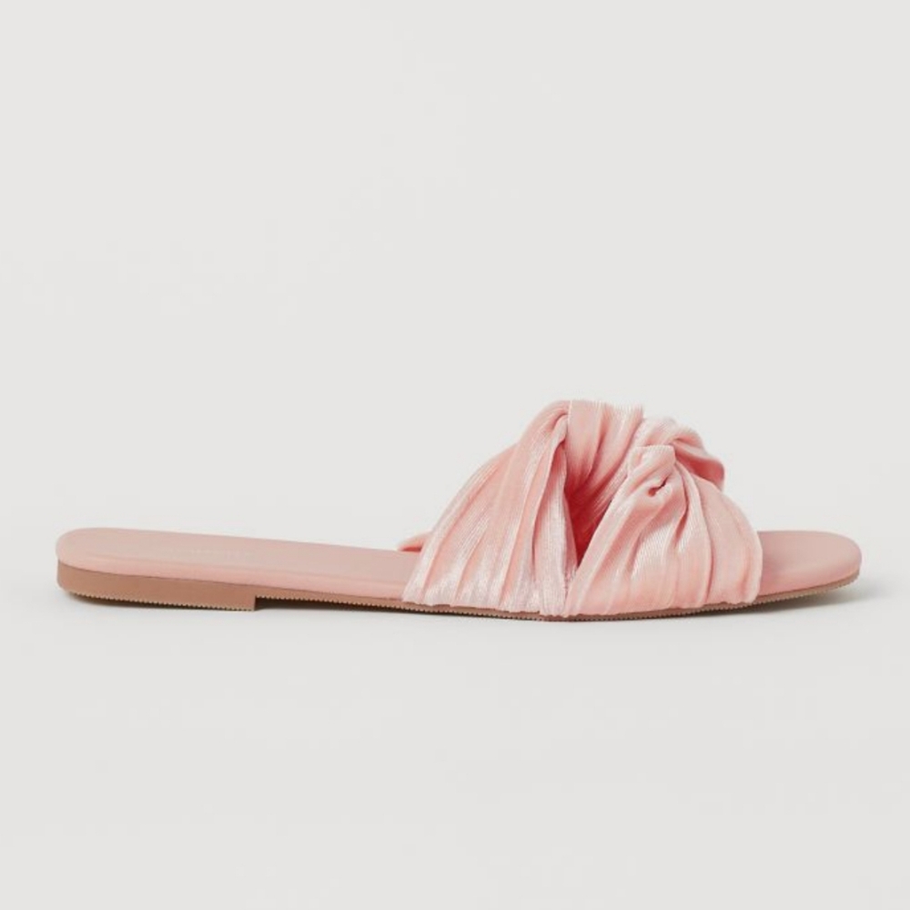 Divided X H&M Pastel Print Velour Slide Sandals Size 8